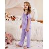 Arshiner Girls Pajamas Soft 2 Piece Pjs Sets Ruffle Short Sleeve Long Pants Sleepwear(Light Purple)