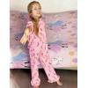 Arshiner Girls Pajamas Soft 2 Piece Pjs Sets Ruffle Short Sleeve Long Pants Sleepwear(Pink Boots)