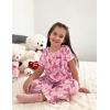 Arshiner Girls Pajamas Soft 2 Piece Pjs Sets Ruffle Short Sleeve Long Pants Sleepwear(Pink Bow)