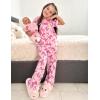 Arshiner Girls Pajamas Soft 2 Piece Pjs Sets Ruffle Short Sleeve Long Pants Sleepwear(Pink Bow)