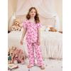 Arshiner Girls Pajamas Soft 2 Piece Pjs Sets Ruffle Short Sleeve Long Pants Sleepwear(Pink Bow)