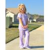 Arshiner Girls Pajamas Soft 2 Piece Pjs Sets Ruffle Short Sleeve Long Pants Sleepwear(Purple Stars)
