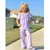 Arshiner Girls Pajamas Soft 2 Piece Pjs Sets Ruffle Short Sleeve Long Pants Sleepwear(Purple Stars)