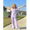 Arshiner Girls Pajamas Soft 2 Piece Pjs Sets Ruffle Short Sleeve Long Pants Sleepwear(Purple Stars)