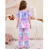 Arshiner Girls Pajamas Soft 2 Piece Pjs Sets Ruffle Short Sleeve Long Pants Sleepwear(Purple Tie-dye)