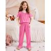 Arshiner Girls Pajamas Soft 2 Piece Pjs Sets Ruffle Short Sleeve Long Pants Sleepwear(Rose Red)
