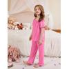 Arshiner Girls Pajamas Soft 2 Piece Pjs Sets Ruffle Short Sleeve Long Pants Sleepwear(Rose Red)