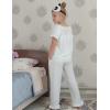 Arshiner Girls Pajamas Soft 2 Piece Pjs Sets Ruffle Short Sleeve Long Pants Sleepwear(White)