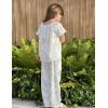 Arshiner Girls Pajamas Soft 2 Piece Pjs Sets Ruffle Short Sleeve Long Pants Sleepwear(White Blue Flower)