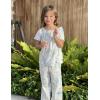 Arshiner Girls Pajamas Soft 2 Piece Pjs Sets Ruffle Short Sleeve Long Pants Sleepwear(White Blue Flower)
