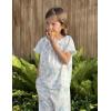 Arshiner Girls Pajamas Soft 2 Piece Pjs Sets Ruffle Short Sleeve Long Pants Sleepwear(White Blue Flower)