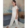 Arshiner Girls Pajamas Soft 2 Piece Pjs Sets Ruffle Short Sleeve Long Pants Sleepwear(White Flowers)