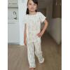 Arshiner Girls Pajamas Soft 2 Piece Pjs Sets Ruffle Short Sleeve Long Pants Sleepwear(White Flowers)