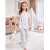 Arshiner Girls Pajamas Soft 2 Piece Pjs Sets Ruffle Short Sleeve Long Pants Sleepwear(White Purple Flowers)