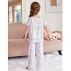 Arshiner Girls Pajamas Soft 2 Piece Pjs Sets Ruffle Short Sleeve Long Pants Sleepwear(White Purple Flowers)