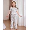 Arshiner Girls Pajamas Soft 2 Piece Pjs Sets Ruffle Short Sleeve Long Pants Sleepwear(White Purple Flowers)