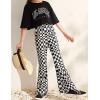 Arshiner Girls Print Flare Leggings Kids Elastic High Waisted Bell Bottoms Yoga Pants with Pockets(Black Checkered)
