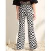 Arshiner Girls Print Flare Leggings Kids Elastic High Waisted Bell Bottoms Yoga Pants with Pockets(Black Checkered)