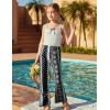 Arshiner Girls Print Flare Leggings Kids Elastic High Waisted Bell Bottoms Yoga Pants with Pockets(Black White Floral)