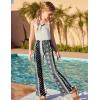 Arshiner Girls Print Flare Leggings Kids Elastic High Waisted Bell Bottoms Yoga Pants with Pockets(Black White Floral)