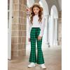 Arshiner Girls Print Flare Leggings Kids Elastic High Waisted Bell Bottoms Yoga Pants with Pockets(Green Black Plaid)