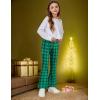 Arshiner Girls Print Flare Leggings Kids Elastic High Waisted Bell Bottoms Yoga Pants with Pockets(Green Black Plaid)