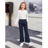 Arshiner Girls Print Flare Leggings Kids Elastic High Waisted Bell Bottoms Yoga Pants with Pockets(Navy Blue)