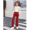 Arshiner Girls Print Flare Leggings Kids Elastic High Waisted Bell Bottoms Yoga Pants with Pockets(Red)