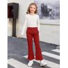 Arshiner Girls Print Flare Leggings Kids Elastic High Waisted Bell Bottoms Yoga Pants with Pockets(Red)