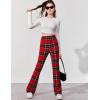 Arshiner Girls Print Flare Leggings Kids Elastic High Waisted Bell Bottoms Yoga Pants with Pockets(Red Black Plaid)