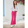Arshiner Girls Print Flare Leggings Kids Elastic High Waisted Bell Bottoms Yoga Pants with Pockets(Rose Red)