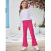 Arshiner Girls Print Flare Leggings Kids Elastic High Waisted Bell Bottoms Yoga Pants with Pockets(Rose Red)