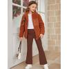 Arshiner Girls Print Flare Leggings Kids Elastic High Waisted Bell Bottoms Yoga Pants with Pockets(Rust Brown)