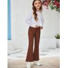 Arshiner Girls Print Flare Leggings Kids Elastic High Waisted Bell Bottoms Yoga Pants with Pockets(Rust Brown)