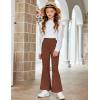 Arshiner Girls Print Flare Leggings Kids Elastic High Waisted Bell Bottoms Yoga Pants with Pockets(Rust Brown)
