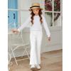 Arshiner Girls Print Flare Leggings Kids Elastic High Waisted Bell Bottoms Yoga Pants with Pockets(White)