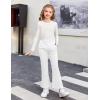 Arshiner Girls Print Flare Leggings Kids Elastic High Waisted Bell Bottoms Yoga Pants with Pockets(White)