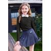 Arshiner Girls Raglan Long Sleeves Shirts Textured Knit Tops for Girls Casual Soft Kids Loose Blouse Tee(Black)