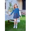 Arshiner Girls Raglan Long Sleeves Shirts Textured Knit Tops for Girls Casual Soft Kids Loose Blouse Tee(Blue)