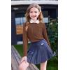 Arshiner Girls Raglan Long Sleeves Shirts Textured Knit Tops for Girls Casual Soft Kids Loose Blouse Tee(Brown)