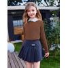 Arshiner Girls Raglan Long Sleeves Shirts Textured Knit Tops for Girls Casual Soft Kids Loose Blouse Tee(Brown)