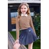 Arshiner Girls Raglan Long Sleeves Shirts Textured Knit Tops for Girls Casual Soft Kids Loose Blouse Tee(Dark Khaki)