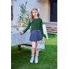 Arshiner Girls Raglan Long Sleeves Shirts Textured Knit Tops for Girls Casual Soft Kids Loose Blouse Tee(Green)