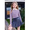 Arshiner Girls Raglan Long Sleeves Shirts Textured Knit Tops for Girls Casual Soft Kids Loose Blouse Tee(Lilac)