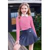 Arshiner Girls Raglan Long Sleeves Shirts Textured Knit Tops for Girls Casual Soft Kids Loose Blouse Tee(Peach Pink)