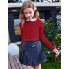 Arshiner Girls Raglan Long Sleeves Shirts Textured Knit Tops for Girls Casual Soft Kids Loose Blouse Tee(Red)