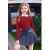 Arshiner Girls Raglan Long Sleeves Shirts Textured Knit Tops for Girls Casual Soft Kids Loose Blouse Tee(Red)