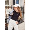 Arshiner Girls Shirts Half Turtleneck Long Sleeve Tops Casual Knitted Slim Fit Pullover Blouse Tee(Black)