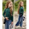 Arshiner Girls Shirts Half Turtleneck Long Sleeve Tops Casual Knitted Slim Fit Pullover Blouse Tee(Forest Green)