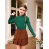 Arshiner Girls Shirts Half Turtleneck Long Sleeve Tops Casual Knitted Slim Fit Pullover Blouse Tee(Forest Green)